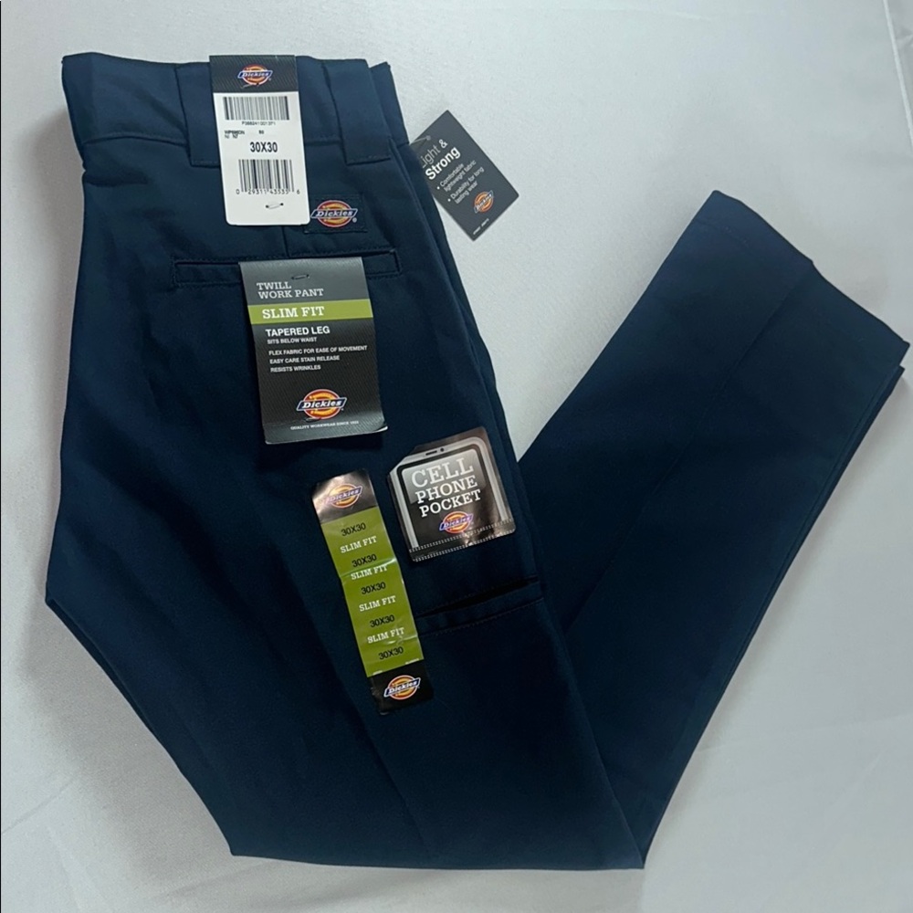 Dickies Slim Fit Twill Work Pants - Navy Blue